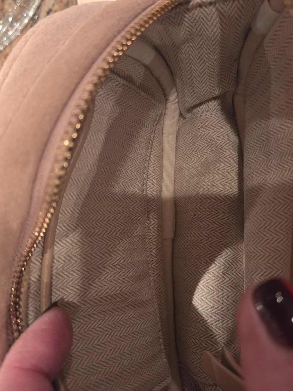 Tory Burch Blush Pink Quilted Suede Crossbody with Matching Zip Wallet